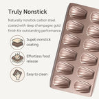 Non Toxic Nonstick Madeleine Pan 12 Well Set of 2 (24 wells) | Non Stick Nontoxic Madeleines Pans for baking | Madeleine Cake Cookie Mold | Madeleine tray for oven | French tin 12