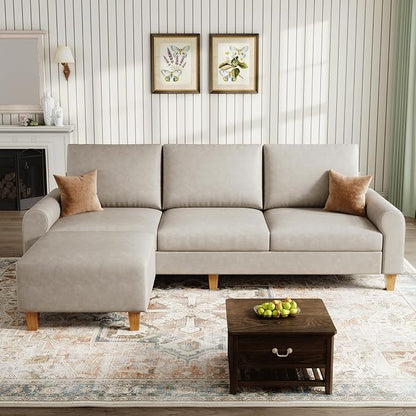 EASE MOOSE Large Seat Faux Leather L Shaped Sofa, Waterproof and - Image 3