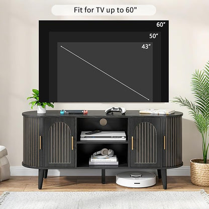 51" Fluted TV Stand, Mid-Century Modern Entertainment Center - Image 5