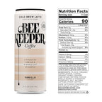 Beekeeper Coffee Cold Brew Vanilla Latte with Oregon Honey, 8 fl oz cans (Pack of 12), Ready-to-Drink, 125mg Natural Caffeine