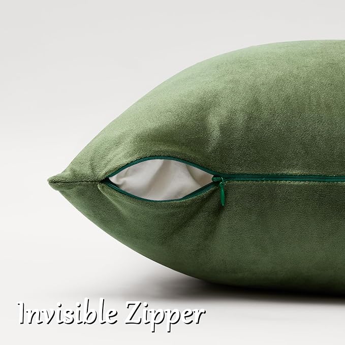 GIGIZAZA Olive Green Velvet Throw Pillow Covers Big 26x26 Pack of 2 | - Image 4