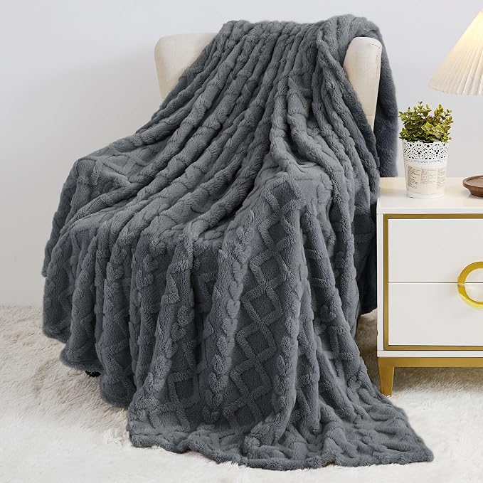 Aganear Fleece Throw Blanket for Bed Couch 90"x90" Grey | Lightweight Fuzzy - Image 3