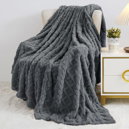 Aganear Fleece Throw Blanket for Bed Couch 90"x108" Grey | Lightweight Fuzzy - Image 3