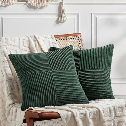 Fancy Homi Set of 2 Dark Green Samll Decorative Throw Pillow Covers 12x12 Inch by Fancy+Homi