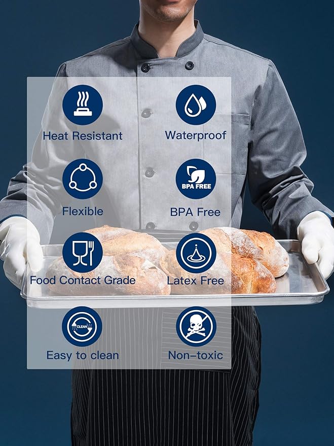 LANON Protection Wahoo Liquid Silicone Smoker Oven Gloves, Food-Contact Grade, Heat Resistant Gloves for Cooking, Grilling, Baking, White, XL/10