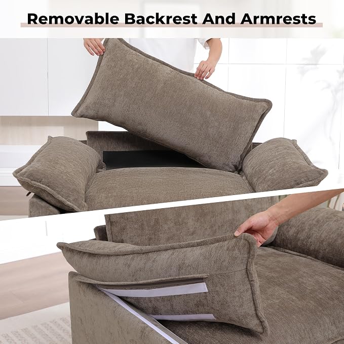 Oversized Accent Chair with Ottoman, Upholstered Armchair with Extra Thick - Image 8