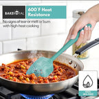 Silicone Spatula Set - 4-Piece Rubber Spatulas Silicone Heat Resistant 600°F for Everyday Task - Seamless Design Kitchen Spatulas for Nonstick Cookware - Aqua
