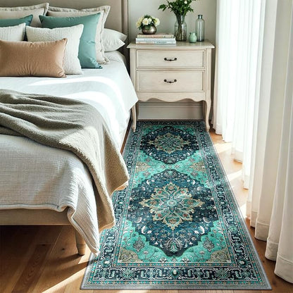 RELEANY Washable Area Rug, Runner 3'x6', Teal | Non-Slip, Water Repellent - Image 2
