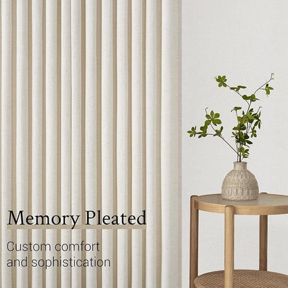 Topfinel 105 Inch Curtains 2 Panels Set, Two Packs Pinch Pleat Back Tab Linen - Image 7