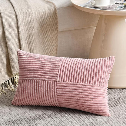 Fancy Homi 2 Packs Blush Pink Lumbar Decorative Throw Pillow Covers 16x32 Inch - Image 2