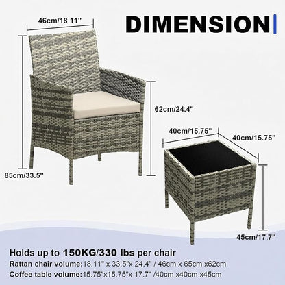 GarveeLife 3 Piece Patio Furniture Set, Rattan Outdoor Furniture - Image 2