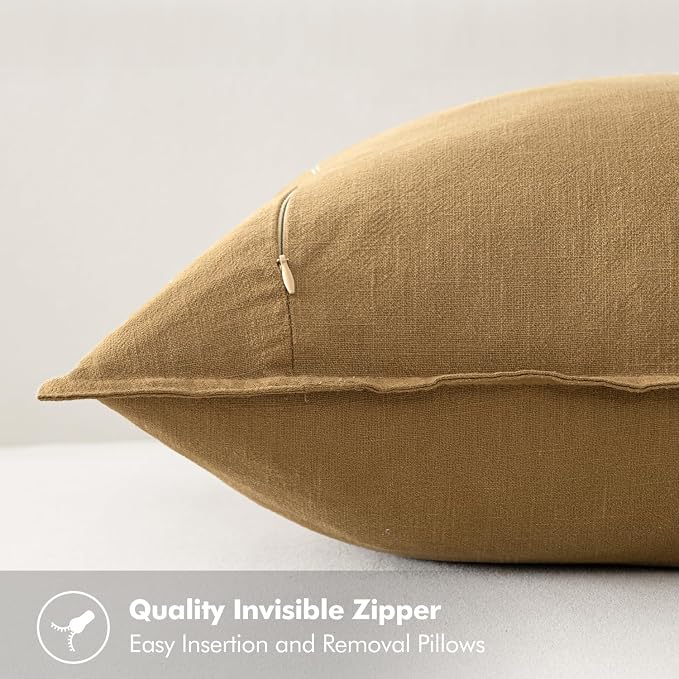 MIULEE Decorative Linen Pillow Covers 20x20 Inch Mustard Yellow | Boho - Image 3