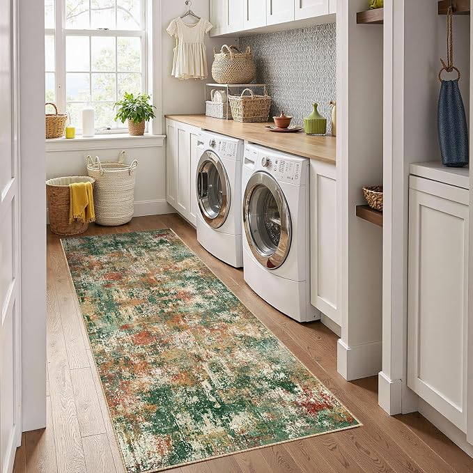 RELEANY Washable Runner 2'x8' Abstract Area Rug - Image 4