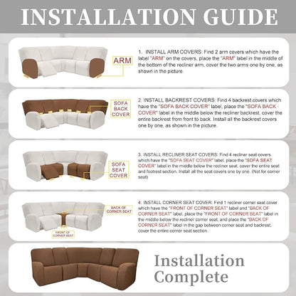 100% Waterproof Sectional Recliner Couch Covers - Image 7