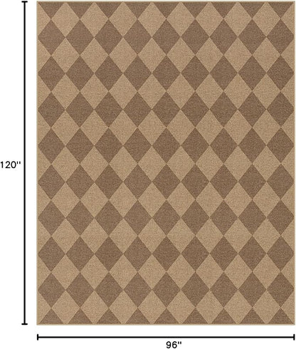 Lahome Checkered Easy Jute Living Room Rug, 8x10 Outdoor Rugs Washable | - Image 2