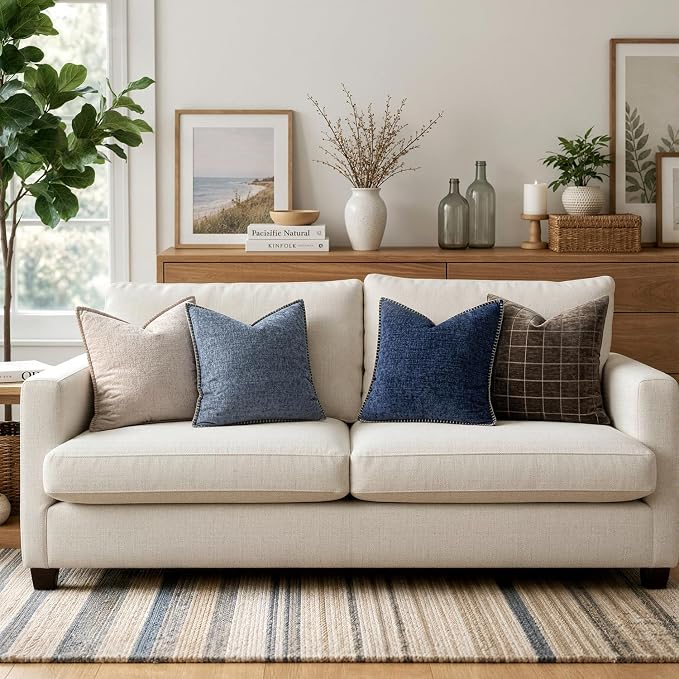 MIULEE Decorative Couch Throw Pillow Covers 20x20 Inch Navy 2 Pack | Farmhouse - Image 5
