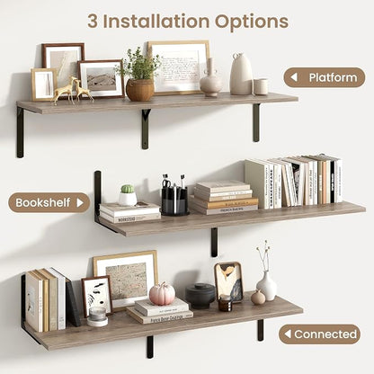 Fun Memories Floating Shelves for Wall, 12 Inch Deep Floating Shelves Set of 2 - Image 6