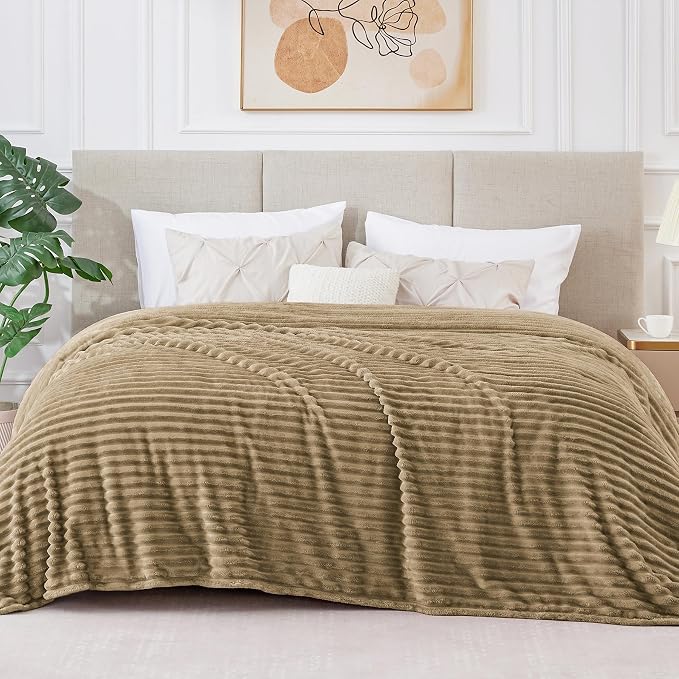 BEDELITE 3D Ribbed Jacquard Brown Blankets Queen Size - Image 8