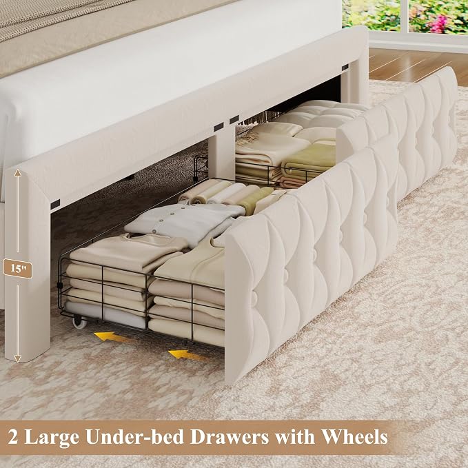 Queen Bed Frame 55" Tall Headboard - Image 2
