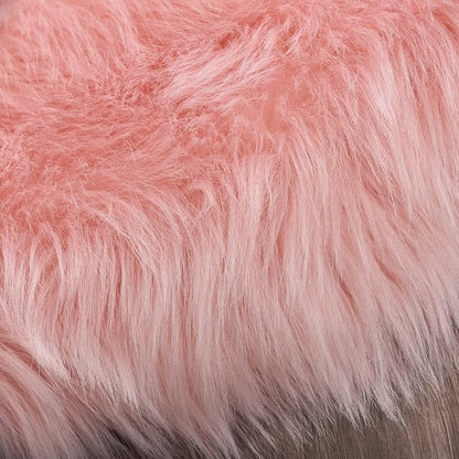 Latepis Pink Circle Round Rug 3ft Faux Fur Sheepskin Rugs - Image 6