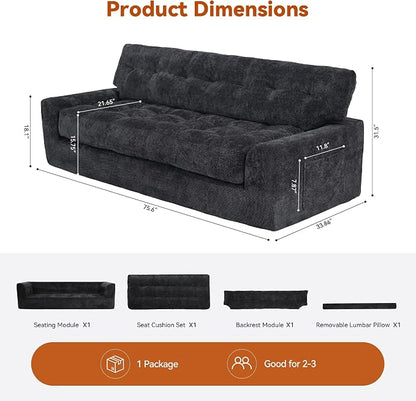 MONVANE 75.6" Convertible 3 Seater Sofa, 2-in-1 Boneless Sleeper Sofa Bed - Image 3