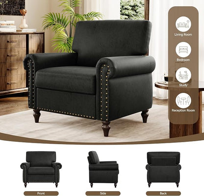 Nailhead Trim Accent Chairs Set of 2, Faux Leahter Mid Century Modern Living - Image 8