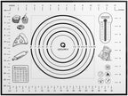 Silicone Pastry Mat with Measurement, Kids Baking Mat for Fondant, Rolling Dough, Pie Crust, Pizza and Cookies, Dough Mat, Counter Mat 12" x 16", Black