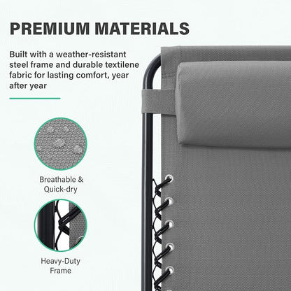 JEAREY Zero Gravity Lounge Chairs Set of 2, Adjustable Steel Mesh Recliners - Image 4