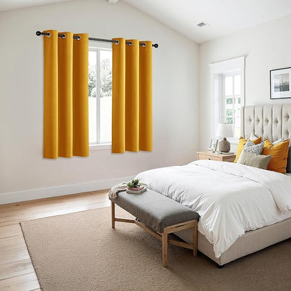 MIULEE Blackout Curtains for Bedroom 2 Panel 40x63 Inch Long Mustard Yellow | - Image 6