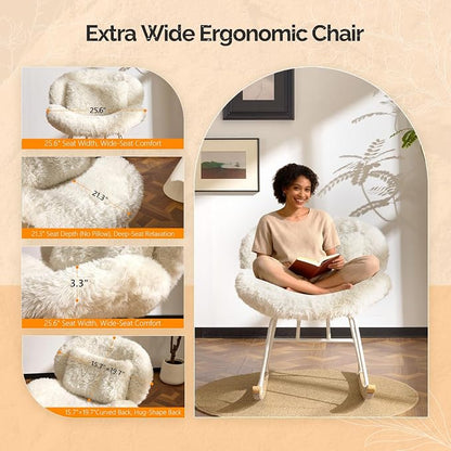 VINGLI 25.6" Extra Wide Criss Cross Nursery Rocking Chair, Cute Curved 115° - Image 7