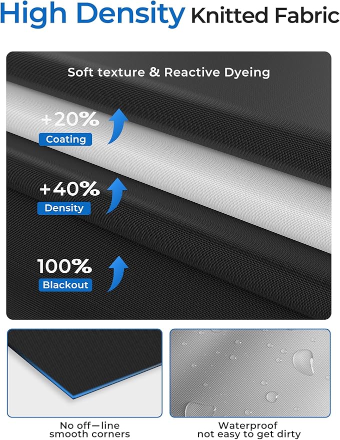 Blackout Curtains 63"x72" Portable No Drill Black Out Window Cover | 100% - Image 7