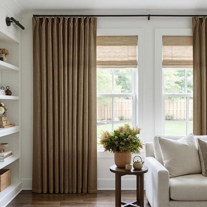 Extra Wide 90 Inch Long Pleated Curtains 70 Inch Wide Dutch Cocoa | Pinch Pleat - Image 6
