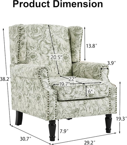 Pia Ricco Set of 2 Floral Accent Chairs, High Back Upholstered Armchairs - Image 2