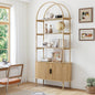 79" Tall Arched Bookshelf with Sliding Tambour Doors, Mid Century Modern Curved by JanmerHome