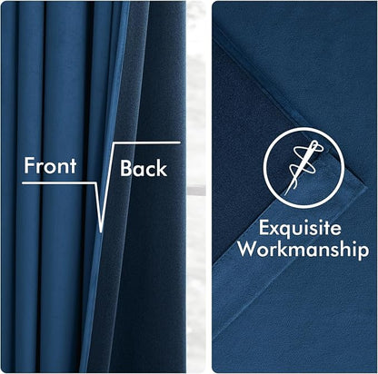 MIULEE Velvet Curtains 50W x 96L 2 Panels Navy Blue Blackout Curtains | Luxury - Image 6
