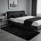 Black Rabbit Striped Plush Rug 2'x6', Fluffy Faux Fur Shaggy Area Rug by CHOVY