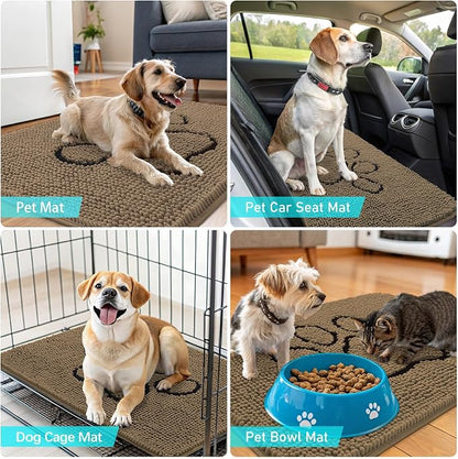 OLANLY Dog Door Mat for Muddy Paws 47x32, Paw Print Design Chenille Mud Mat | - Image 7