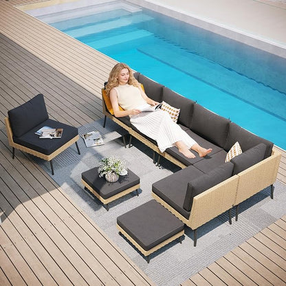 Aoxun 8-Piece Patio Furniture Set, Wicker Outdoor Furniture - Image 2