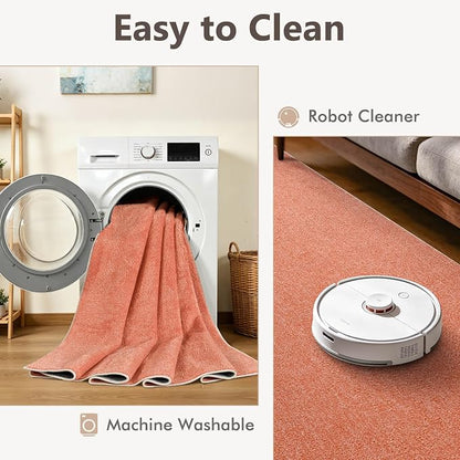 2x3 Orange/White Area Rug Washable Non-Slip Soft - Image 7