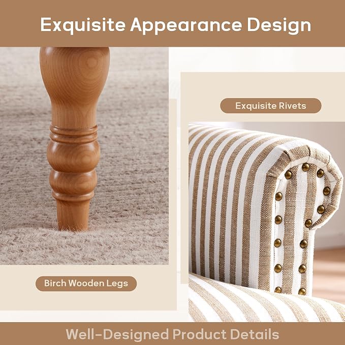 HUIMO Linen Fabric Accent Chair, Mid-Century Modern Armchair - Image 4