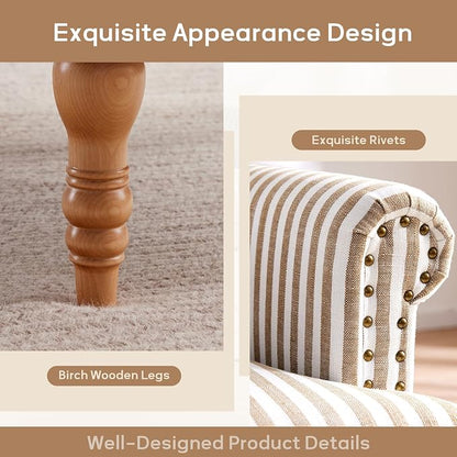 HUIMO Linen Fabric Accent Chair, Mid-Century Modern Armchair - Image 4