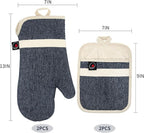 Oven Mitts and PotHolders Sets, 4 Pcs Kitchen Oven Glove High Heat Resistant 400°F Pot Holders for Kitchen, Non-Slip Neoprene Oven Mitts are Suitable for Cooking, Baking (Black)