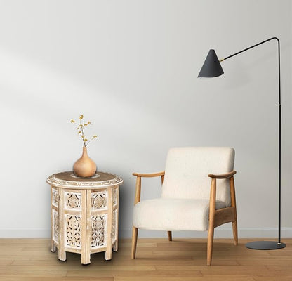 Lightnpro Hand Carved Solid Mango Wood Octagonal Accent Table - Image 6