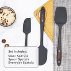 Elihome Chef Series 3 Piece Silicone Spatula Set - 600°F Heat Resistant Non Stick Rubber Kitchen Scraper Spatulas for Cooking, Baking, and Mixing – BPA Free and LFGB Certified Silicone (Grey)