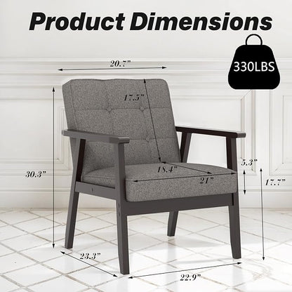 Modern Accent Chair with Arm Rest, Upholstered Linen Fabric Leisure Chair with - Image 2