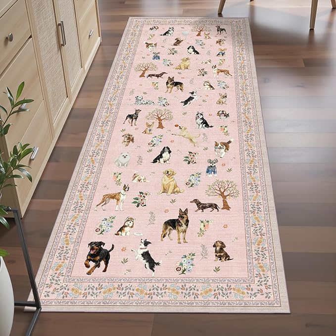Pink Floral Hallway Runner Rug 2x6 by WelcometoBabovid