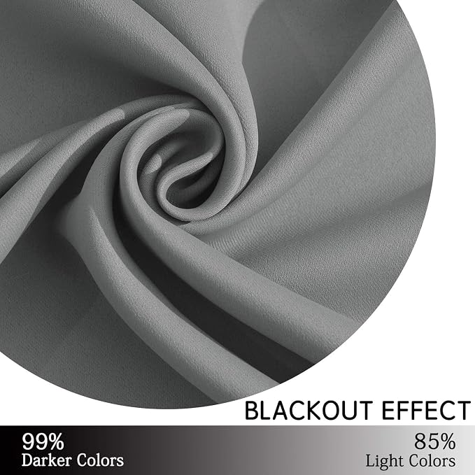 Yakamok Grey Room Darkening Curtains 52x54 inch Gray Grommet-Living Room | 2 - Image 6