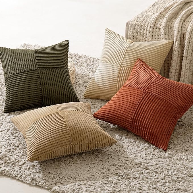 MIULEE Rust-Olive Green Decorative Throw Pillow Covers 18x18 Inch Set of 4 Boho - Image 3