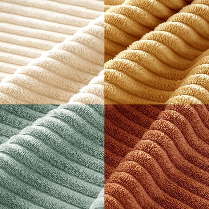MIULEE Soft Corduroy Decorative Throw Pillow Covers Teal-Rust 20x20 | Set of 4 - Image 6