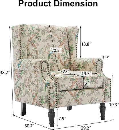 Pia Ricco High Back Floral Accent Chair - Image 2